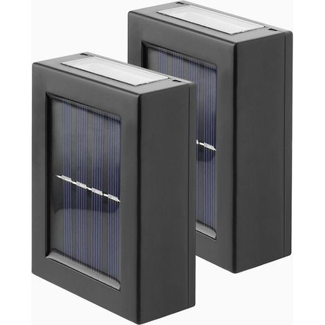 Lampe solaire extérieure maison jardin pelouse cour applique murale coque noire lumière blanche 2 pièces (1/5)
