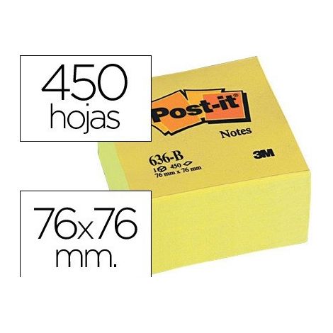 Post-It 636-B Haftnotiz Gelb Quadratisch 450 Blatt Selbstklebend