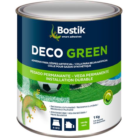 Bostik Colle Déco Green - Colle pour Gazon Synthétique Haute Durabilité – Tous Matériaux – Intérieur/Extérieur – Technologie MSP – Couleur : Vert – Fixation Discrète – Pot de 1 kg (1/5)