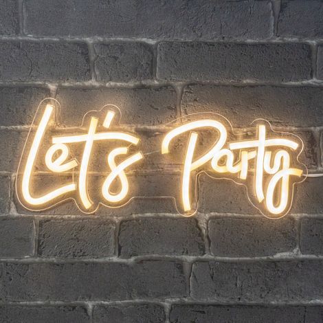 Neon led Let's Party 38,5CM - Neon Mural Blanc Chaud sur Secteur - Lampe Neon Enseigne avec Interrupteur ON/OFF pour Decoration Anniversaire Decoration Mariage, Decoration EVJF (1/5)