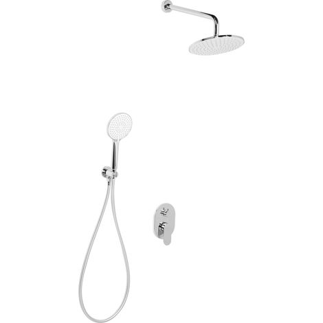Ensemble de Douche Encastrable en Laiton avec 3 Fonctions Système de Douche Suspendu Argenté Tinguiririca