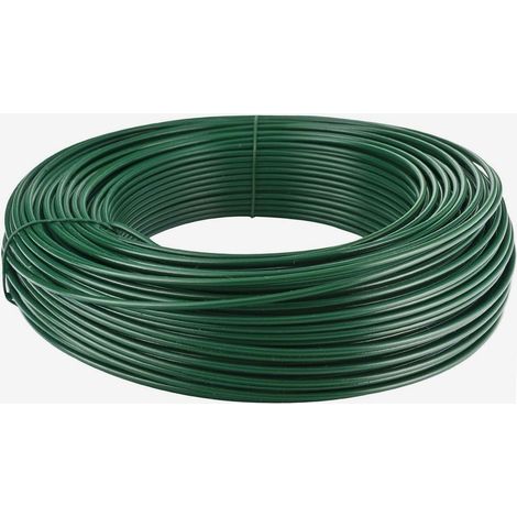 Fil de fer incassable plastifié 3,1 mm x 100 m – Pour fixation cltures et attache plantes – Usage intérieur et extérieur –