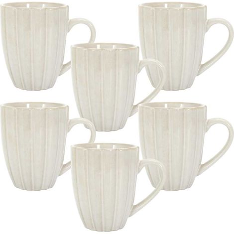 Set de 6 mugs beiges en céramique (30cl) - SHELLY (1/5)