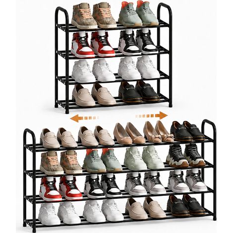 Étagère à Chaussures Extensible 43-78 cm, 4 Niveaux, Gain de Place (1/5)