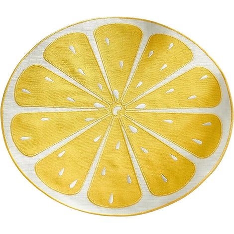 Set de table rond orange – Brodé et lavable – pour la cuisine (1/5)