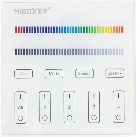 Mando RF 220-240V AC de Pared para Regulador LED RGBW 4 RF Zonas MiBoxer T3 Blanco (1/5)