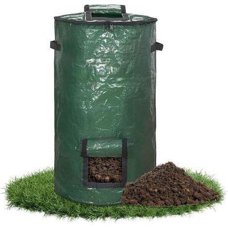Composteur vertical - Mini composteur moderne et réutilisable à installation rapide pour balcon, jardin et terrasse - Tissu PE - Avec couvercle et fenêtre de retrait du compost (1/4)
