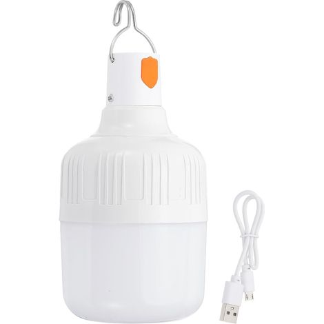 Campinglaterne, wiederaufladbare LED-Lampe, tragbar, zum Aufhängen, 3 Leuchtmodi, 90 W, mit Haken für Camping, Wandern und Angeln, weiß (1/5)