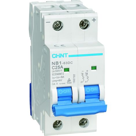 Interruptores automáticos DC para instalaciones fotovoltaicas - CHINT Opciones: 2P 13A 500VDC 6kA