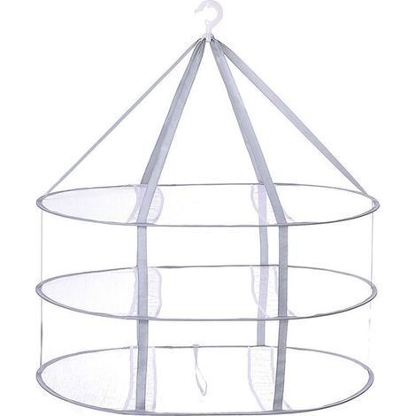 Filet de séchage pliable en maille avec 3 niveaux pour pull, délicat, maillot de bain, t-shirt, fruits secs, surface de séchage coupe-vent en maille avec bande de fixation robuste (1/4)