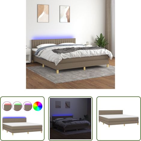 Matratze -  Boxspringbett mit Matratze & LED Taupe 180x200 cm Stoff (1/5)