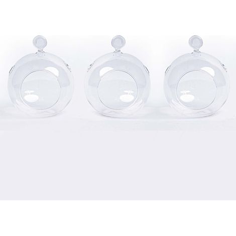 Lot de 3 Boules de Noël en Verre Transparent avec Ouverture et Crochet D10,5 x H8 cm - PANGIVO (1/2)