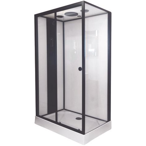 ONDEE ZEN - Cabine de douche hydromassante RADIO NOGEA - Sans silicone - Noir mat - 120x80cm (1/4)