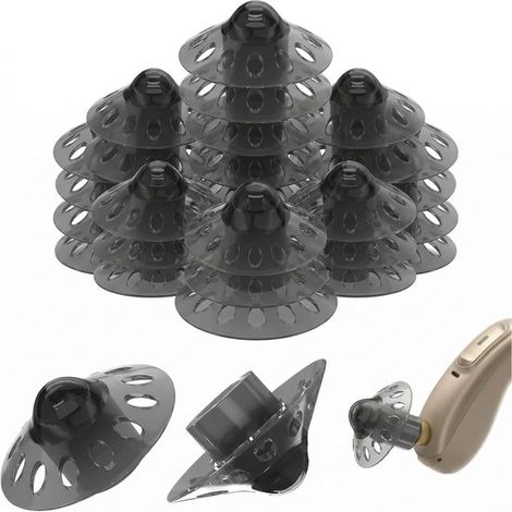Set mit 20 Hörgeräte-Zubehörteilen – 10-mm-Ohrenschmalzfilter für Hörgeräte – Filter für Hörgeräte – Hörgeräte-Regenschirm – Hergestellt aus weichem Silikon (1/2)