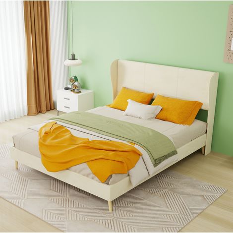 cama matrimonio tapizada 140x200 beige OKMYHOME (1/5)