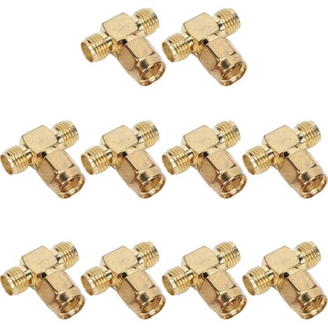Lot de 10 adaptateurs coaxiaux SMA 3 voies large bande en cuivre sans oxygène RF pour système GPS et WiFi (1/5)