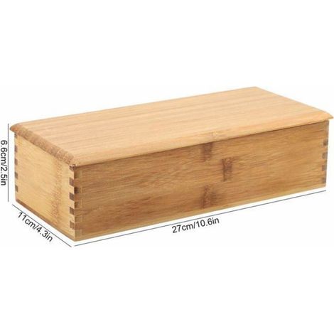 Boîte À Baguettes - Bois De Bambou - Pour Rangement Couverts Cuisine Bureau - 27 x 11 x 6,6 cm - 1 Pièce (1/5)