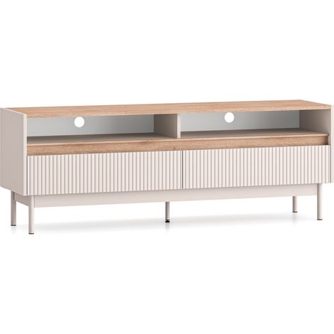 Selsey Dunea – TV-Lowboard mit 2 Schubladen, Kaschmirgrau/Eichenholzoptik, 154 cm