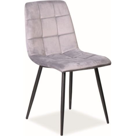 Chaise design métal noir & velours gris Frigg (1/3)