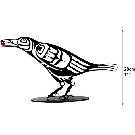 Figurine de corbeau en métal avec baies, décoration de bureau, ornement pour la maison, silhouette d'oiseau (1/5)