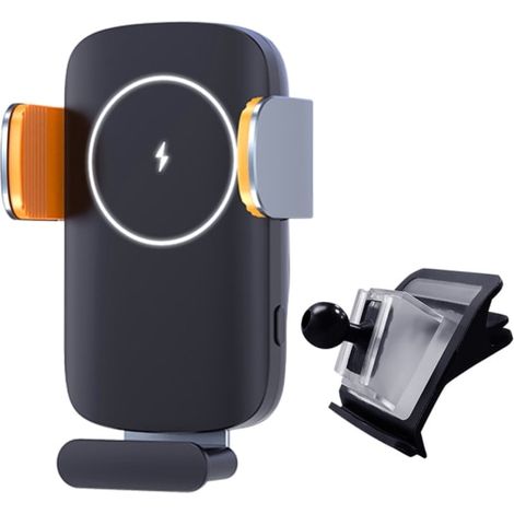 Support de téléphone de voiture à fixer sur le tableau de bord, support de grille d'aération, chargeur solaire pour smartphones, support à pince (1/5)