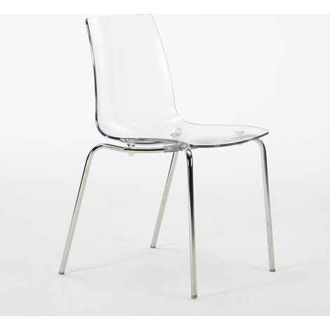 Lollipop Grand Soleil Stühle Barstuhl Küche Stahlbeine Stapelbar - Transparent