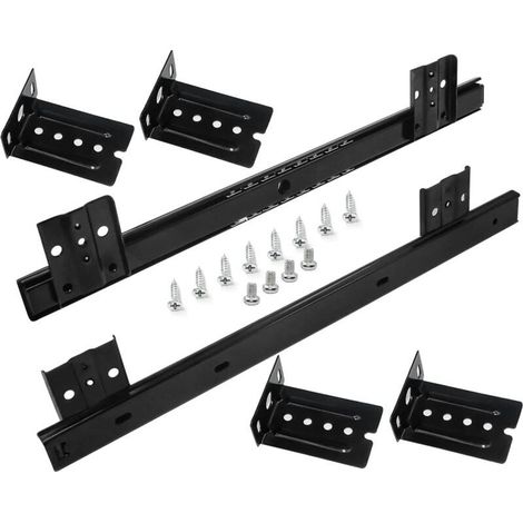 YMYNY Drawer Slides, 350 mm, Drawer Slide, Ball Bearing Guide for Sliding Keyboard Tray (1 Pair), Black (1/4)