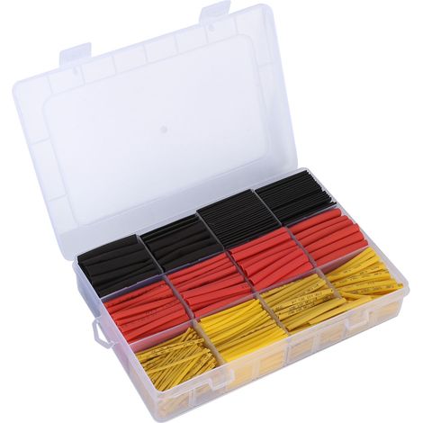 Lot de 800 gaines thermorétractables isolantes rouges, jaunes et noires pour la protection des câbles. (1/5)