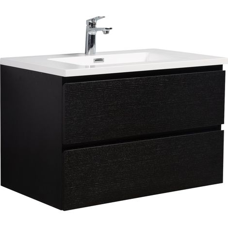 Badezimmer Badmöbel-Set Angela 80cm - Schwarz Holz - Unterschran