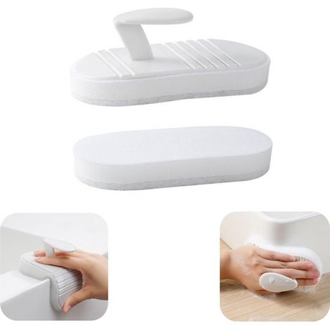 Set de brosses de nettoyage 15,3 x 6,5 cm - brosses pliables pour baignoire, lavabo et carrelage, blanches (1/5)