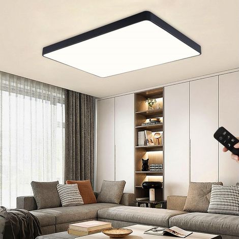 JDONG LED Deckenlampe dimmbar mit Fernbedienung Große Deckenleuchte 72W Schwarz Rechteckig lampe Metall Modern Design Lamp für Wohnzimmer Schlafzimmer Esszimmer Arbeitszimmer Büro, Rechteck 65 43CM