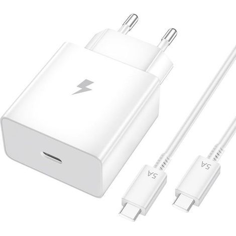 KLVGTIFS PU – 60-W-USB-C-Netzteil, Schnellladefunktion für Samsung Galaxy S26 Ultra, A17, A16, A56, A36, USB-C-Netzstecker mit 1 m USB-C-Kabel, Weiß (1/5)