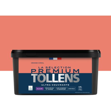 Tollens - Peinture intérieure couleurs - La Sélection Premium Velours - Ultra Couvrante - Orange Corail 2,5 L - 30m²