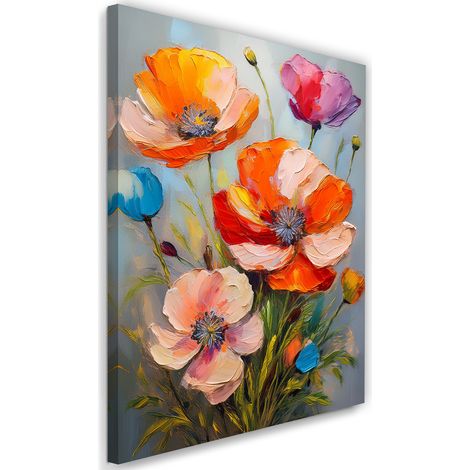 Tableau déco Coquelicots peints colorés Fleurs de la nature 60x90 (1/5)