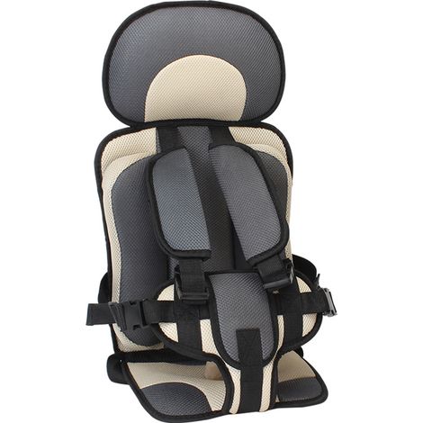 Siège auto pour enfant de 9 mois à 5 ans, couleur gris beige, assure la sécurité en voiture. (1/4)