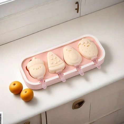 Moules à glace - Moules à glace en silicone - Moules à glace avec couvercles - Moules à glace à faire soi-même - Moules à glace réutilisables - 23,5 × 9,5 × 3,0 cm - Rose - PP/Silicone Rose (1/5)