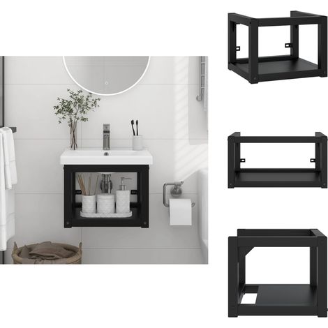 Badezimmer Wand-Waschtischgestell Schwarz 40x38x31 cm Eisen - Wand-Waschtischgestell - Badezimmerregal - Eisen-Gestell - Schwarzes Badezimmerzubehör - Unterwäscheaufbewahrung (1/5)