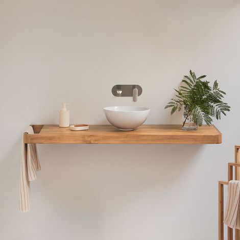 SKLUM Hängendes Badezimmermöbel-Set 130x45 cm aus Teakholz Neill (1/5)