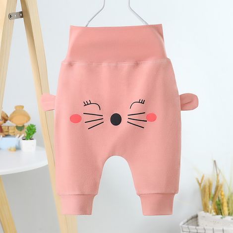 Pantalon taille haute pour enfant avec soutien du ventre, moderne, décontracté, chaud et confortable, pour bébés et tout-petits, printemps et automne, rouge pastèque, taille M (convient pour une haute (1/5)