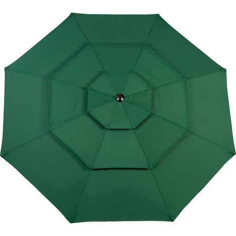 Parasol en aluminium 3 tiers 3m, inclinaison automatique, vert foncé (pied non inclus) (1/5)
