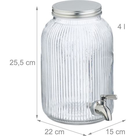 Dispensador de bebidas vintage 4 litros con grifo elegante fiesta en el jardín de vidrio transparente 130016272 (1/4)