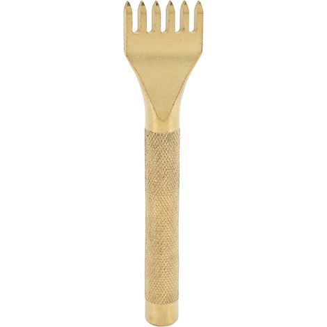 Set mit 6 Lederlochern aus Edelstahl, 4 mm, mit Schneidezähnen, rutschfestem Griff, goldfarben, Heimwerkerwerkzeug (1/5)