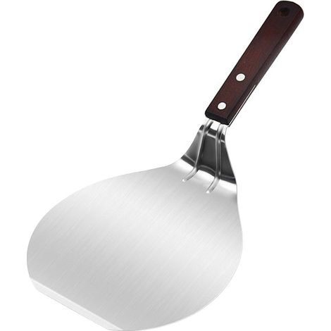 Pelle à pizza ronde en acier inoxydable 430 avec manche en bois, outil de boulangerie pour déplacer pizza et gâteau (1/4)