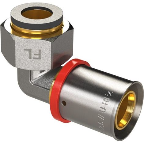Codo tuerca móvil hembra multicapa PRESS tipo U-rojo - Ø20X3/4", alta presión y corrosión