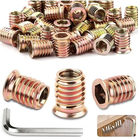 120 Pièces Insert Bois M6x10mm Insert Fileté Bois M6 (1/5)