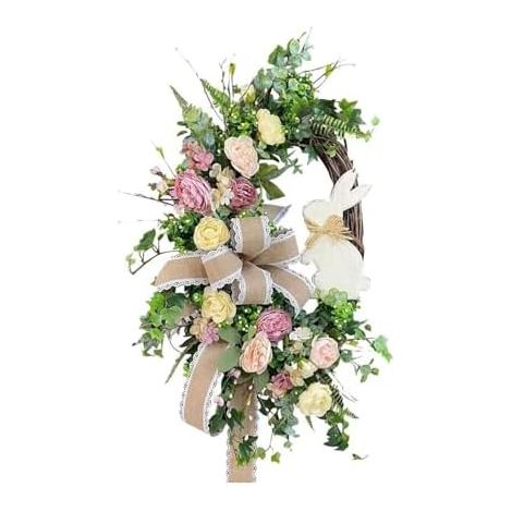 Couronnes de Pâques pour porte d'entrée, décoration de couronne d'œufs artificiels de Pâques, couronne printanière de lapin et carotte pour la maison de campagne, décoration intérieure et extérieure d (1/5)