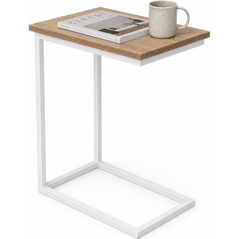 Tavolino a C per divano con piano in legno MDF e struttura in metallo verniciato - Misura 40x30x60 cm - Portata 7 Kg (1/5)