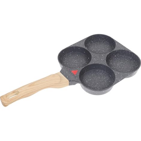 Poêle à omelette antiadhésive 4 trous 18,5x18,5 cm, mini poêle à œufs avec poignée pour la cuisson du -déjeuner (1/5)