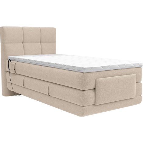 Set boxspring test. trapun.+ Rete relax elett. + Mater. + Topper 100x200 Tessuto Beige - LODI di PALACIO
