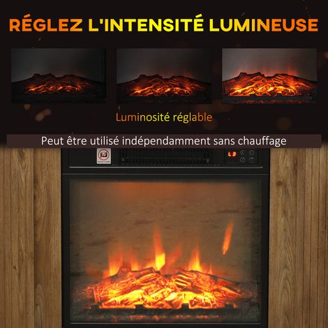 Cheminée électrique 1800W effet flammes 3D avec manteau bois brun télécommande 81,5x30x76,2cm chauffage réglable (1/5)